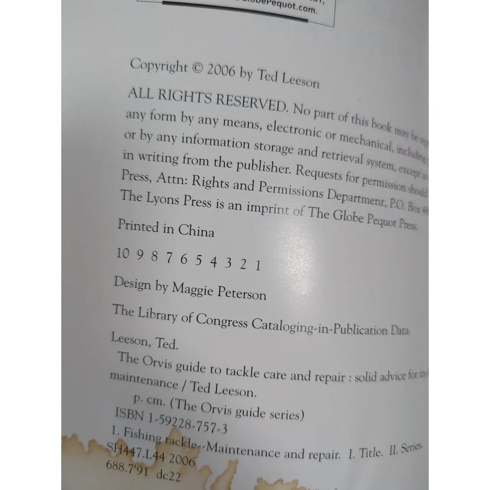2006 Orvis Guide to Tackle Care and Repair Ted Leeson Vintage‎ Trade Paperback